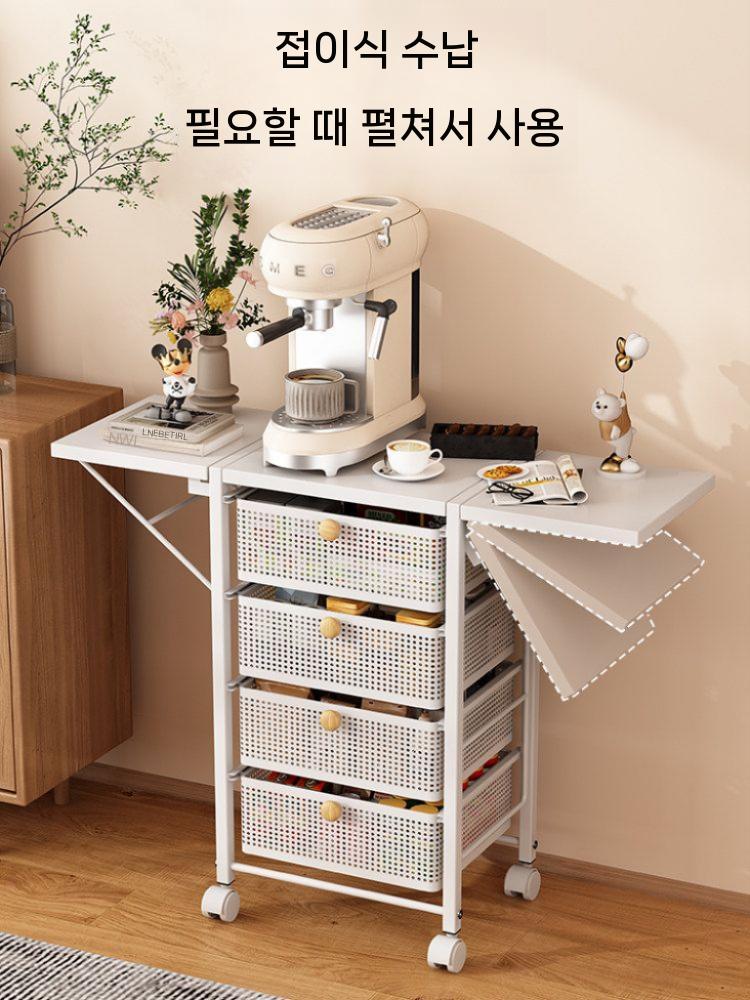 이동식 트롤리 철제 다용도 바퀴달린 수납장 주방 서랍 바퀴형 메쉬 틈새선반 슬림 수납함 - 상세 이미지 3