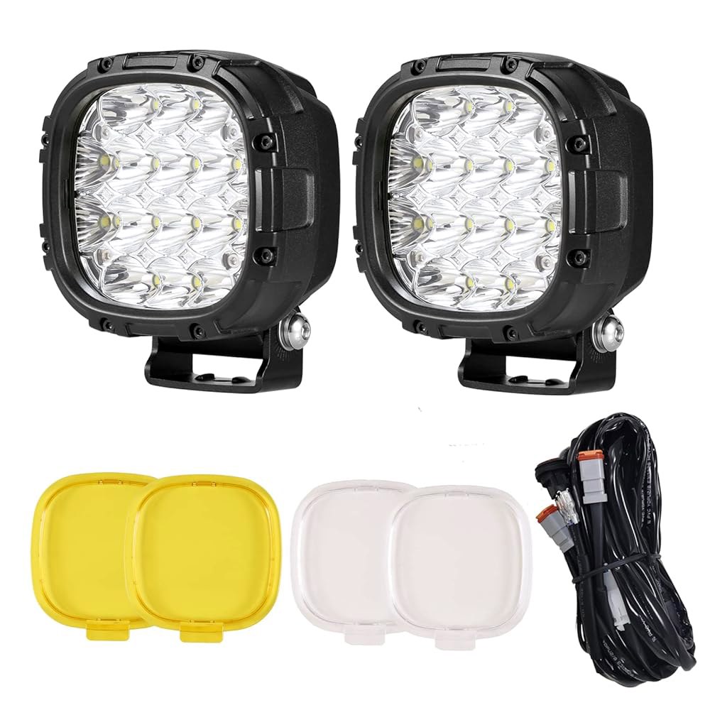 BIGLION.X 4인치 원형 LED 오프로드 라이트 페어 160W 1,800LM 주행 스팟 포드 픽업 트럭 SUV UTV용 배선 하네스 12V 24V로 매우 밝은 안개등 - 상품 이미지
