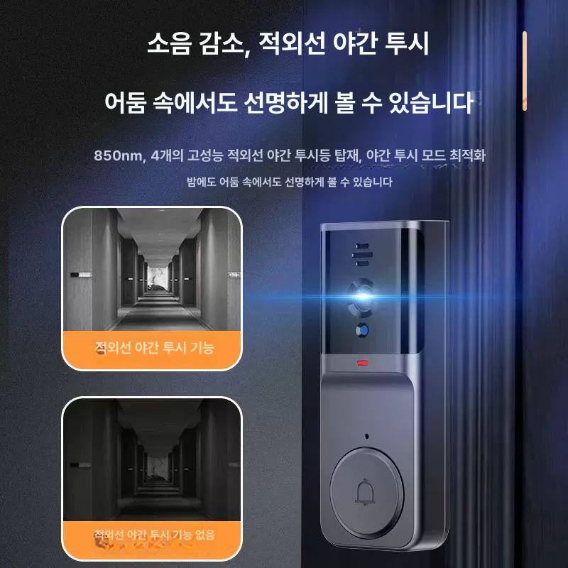 화상 무선 초인종 카메라 현관 모니터링 음성 양방향 통화 보안 시스템 홈 인터콤 - 상세 이미지 3