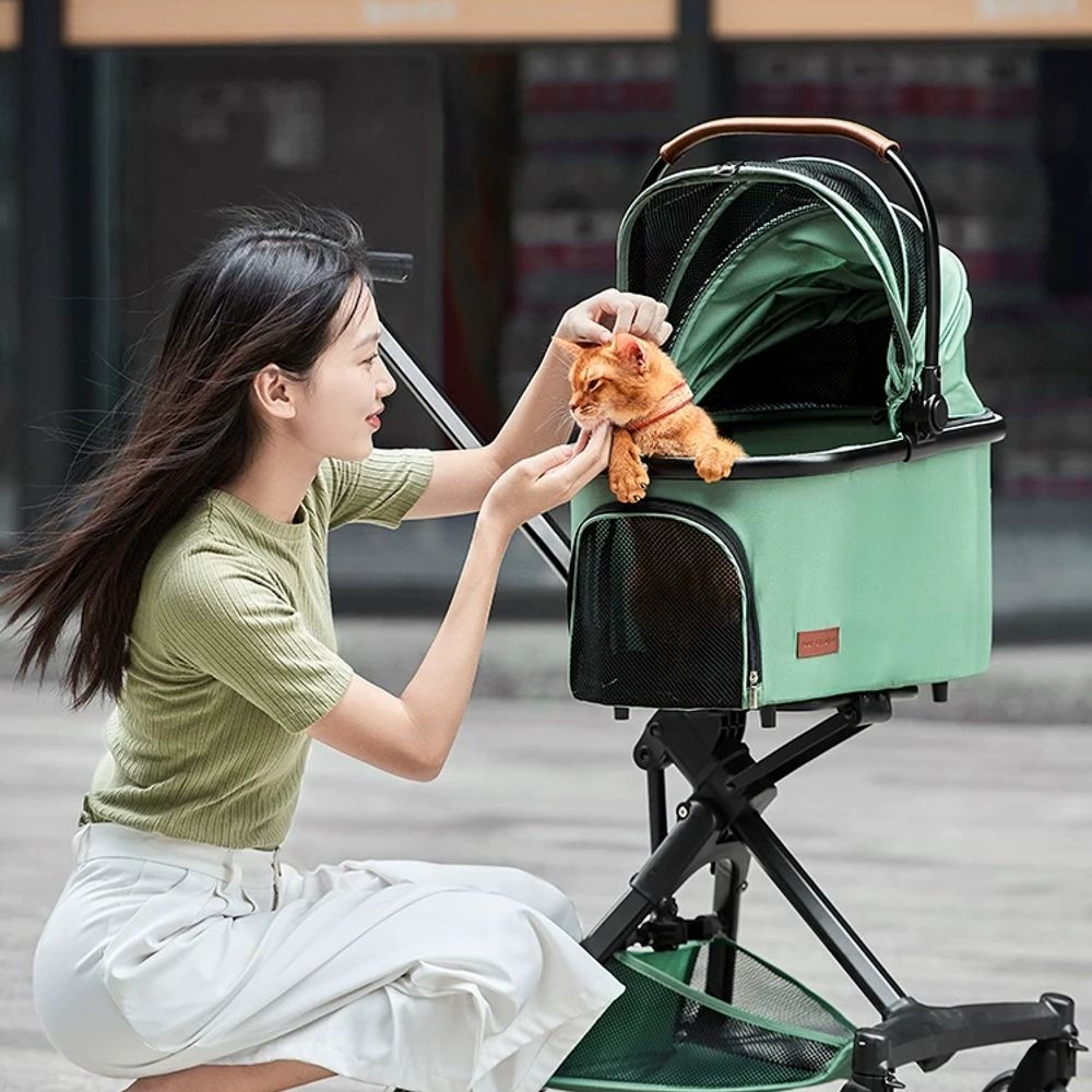 반려견 애견유모차 고양이 강아지 캐리어 펫카트 4륜 이동형 산책용 - 상세 이미지 3