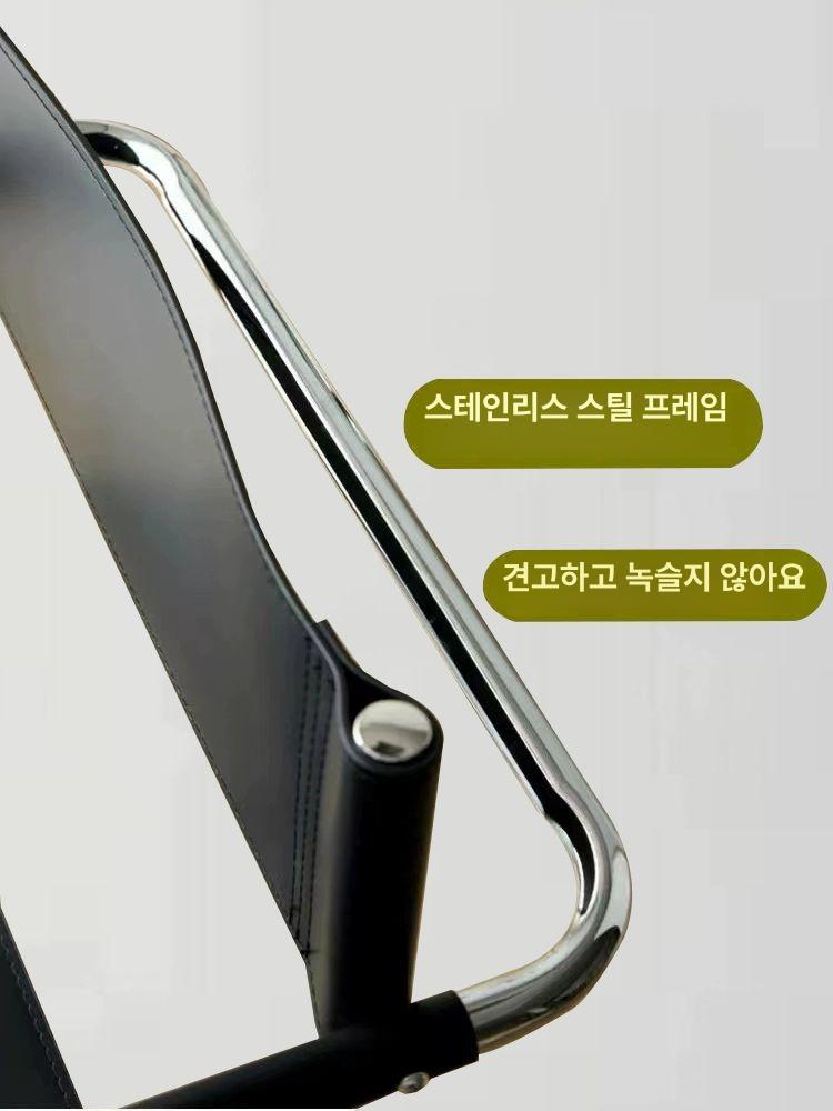 가죽 암체어 북유럽식 팔걸이의자 캔틸레버 홈오피스 모던 인테리어 디자인 - 상세 이미지 4