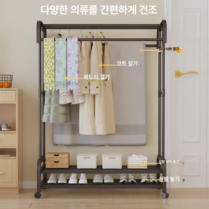 이동식 행거 아치형 옷장 스탠드옷걸이 수납 바퀴 고정식 디스플레이 철제옷걸이 모던 - 상세 이미지 4