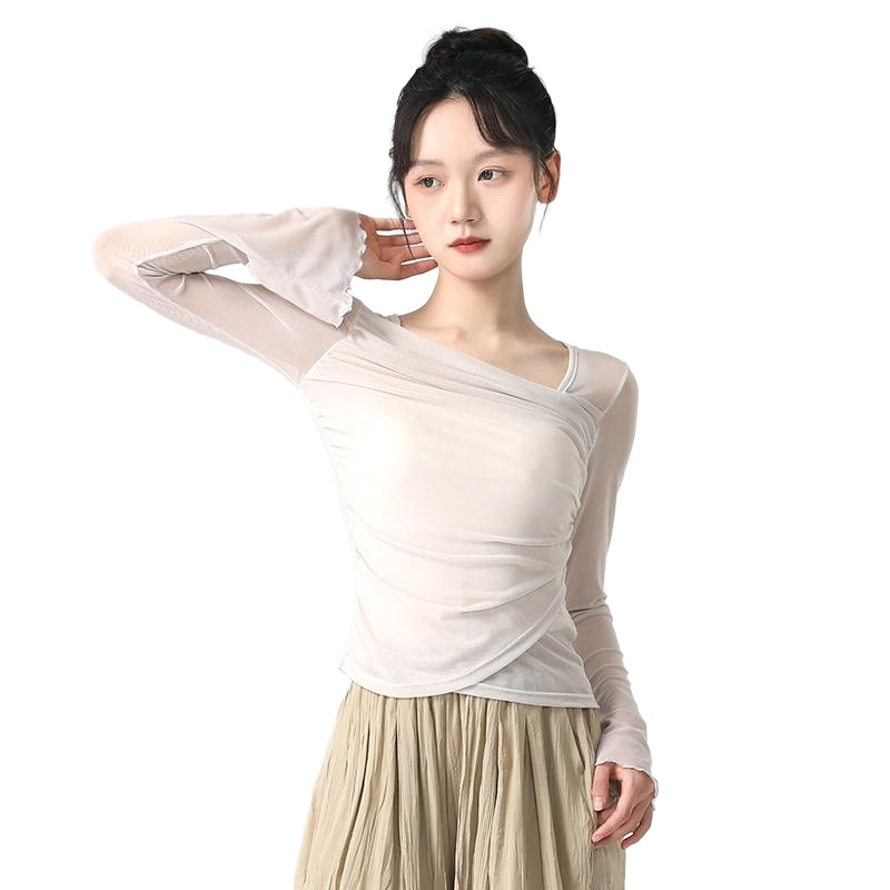 현대무용 발레 공연의상 무용화 스판 티셔츠 라인댄스 입시복 연영과 - 상품 이미지