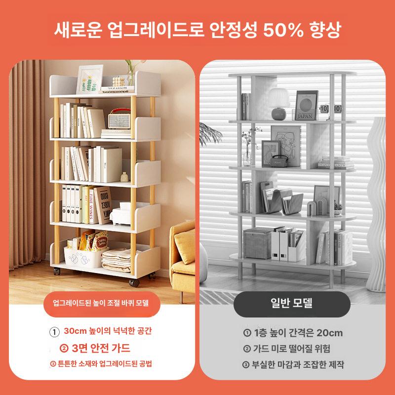 북카트 책장 이동식 회전 운반카트 북트레이 서점 트롤리 미니책꽂이 웨건 회전책장 바퀴 - 상세 이미지 4