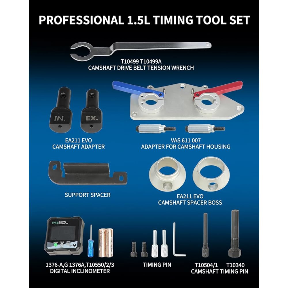 2017년부터 폭스바겐 아우디 스코다 시트 1.5L TSL 가솔린 엔진과 호환되는 DPTOOL 엔진 타이밍 툴 키트 VAS 611 007, T1049A, T10504 /1, T10 - 상세 이미지 2