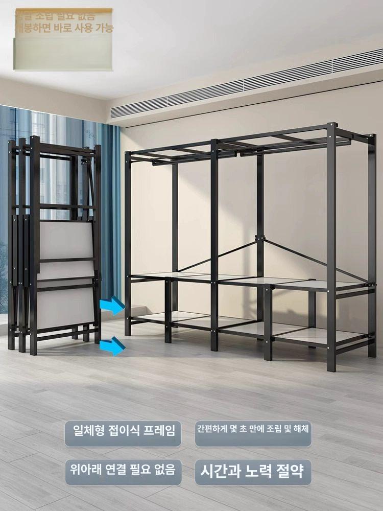 폴딩옷장 대형수납 튼튼한옷걸이 이불정리 침실수납장 옷보관함 접이식캐비닛 - 상세 이미지 2