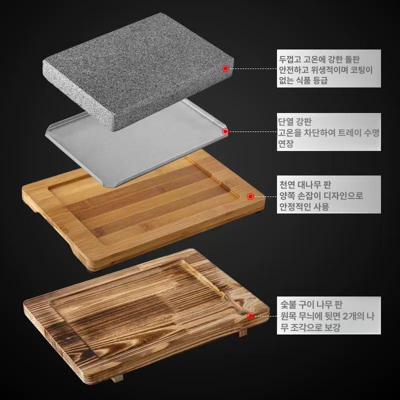 돌판 미니 구이 사각 캠핑 그릇 보온 고기 접시 대리석 핫플레이트 일식 스테이크 구워먹는 버터구이 - 상세 이미지 3