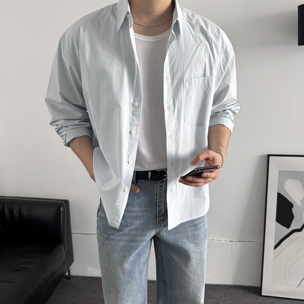 남자여름셔츠 크롭 남자와이셔츠 남성셔츠 - 상품 이미지