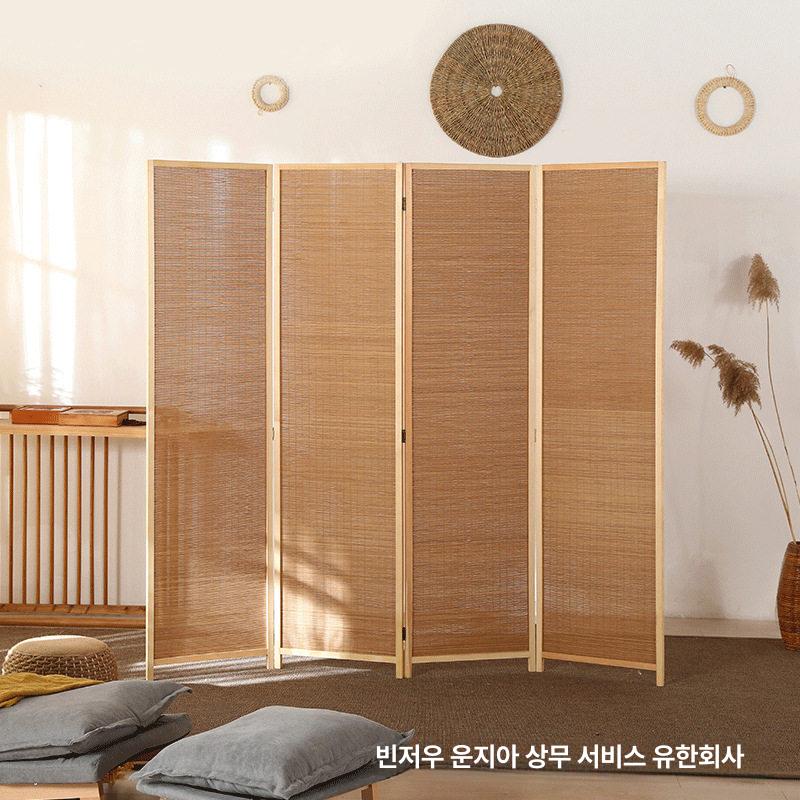 빈티지 패브릭파티션 칸막이 거실 높이 패널 병풍 인테리어 배치 가벽 식당 공간분리 - 상세 이미지 3