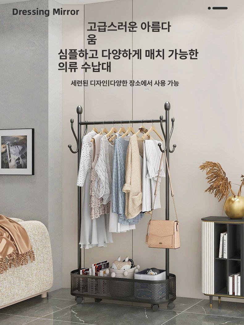 바퀴달린 이동식행거 원룸 매장용 원목 바퀴포함 옷걸이대 일자 바지걸이 - 상세 이미지 5