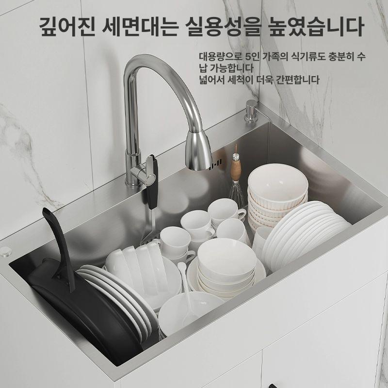 미니 싱크대 간이 탕비실 싱크볼 씽크대 사무실 보조 스테인리스 야외 풀세트 도어 - 상세 이미지 3