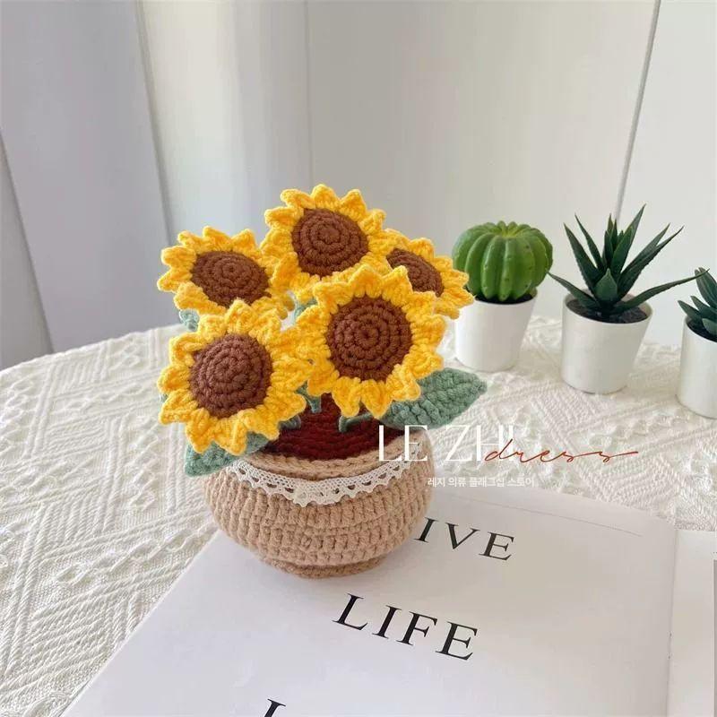 손뜨개 니트 화분커버 코바늘 공예 DIY 만들기 키트 초보자용 따뜻한 인테리어 - 상세 이미지 2