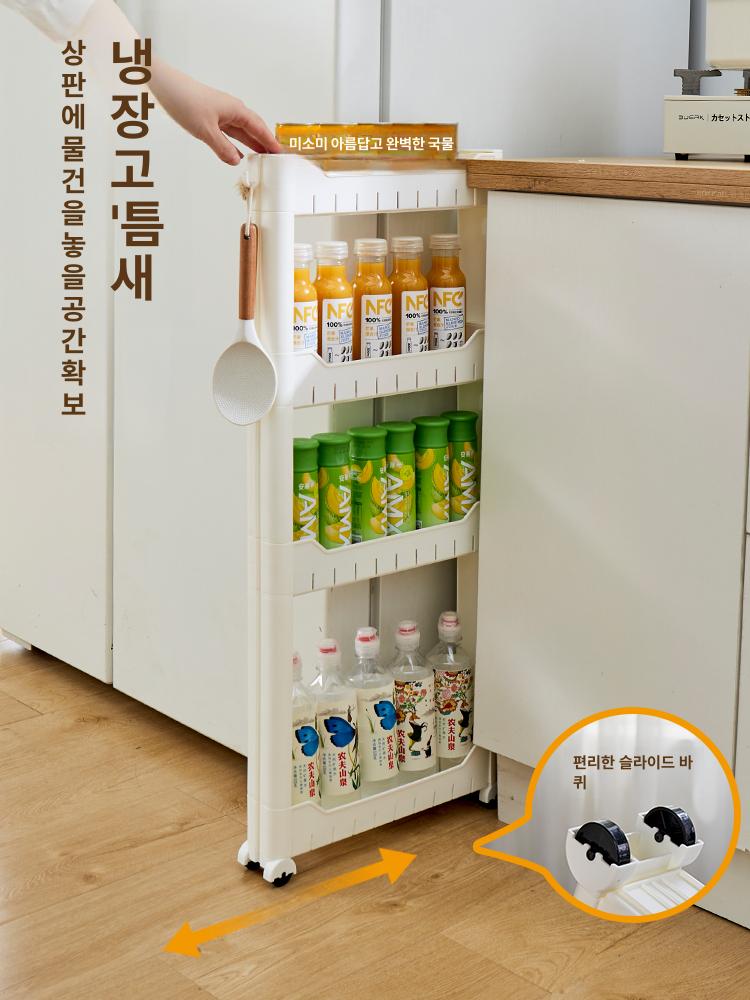 슬림 틈새장 다용도 베란다 높이 거실 조립 폭좁은 틈새수납장 서랍형 캐비닛 욕실 - 상세 이미지 5