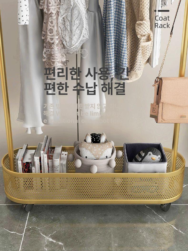 바퀴달린 이동식행거 원룸 매장용 원목 바퀴포함 옷걸이대 일자 바지걸이 - 상세 이미지 3