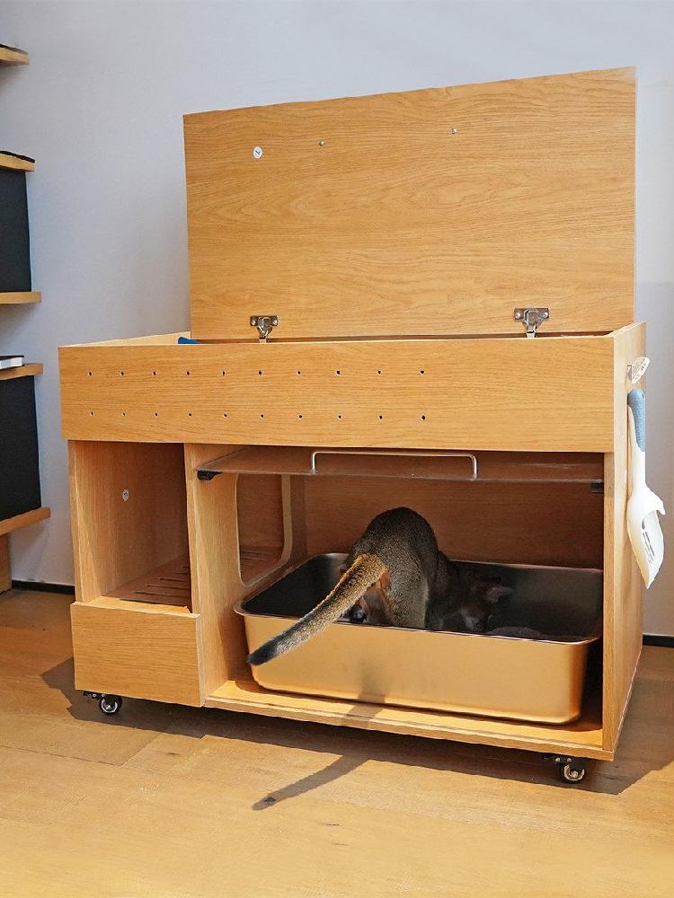 고양이 화장실 수납장 가구 캐비닛 대형 고양이화장실 서랍 다이 후드형 - 상세 이미지 3