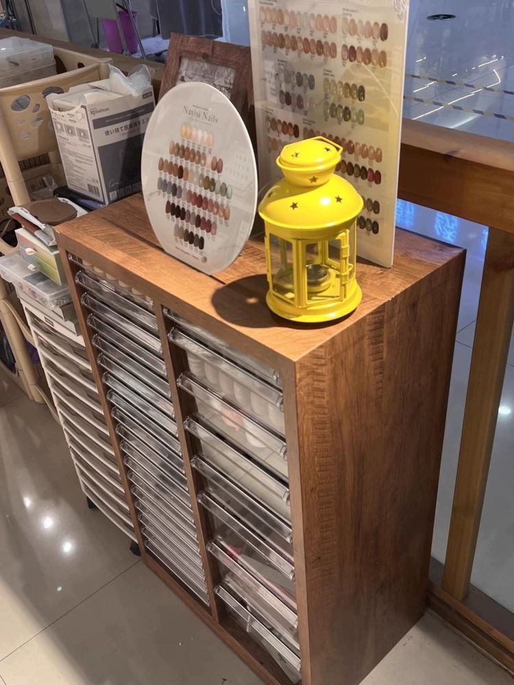 네일샵 파츠 정리함 파일 핑크 보관 슬라이딩 서랍장 하부장 재료 젤네일 그레이화이트 - 상세 이미지 3