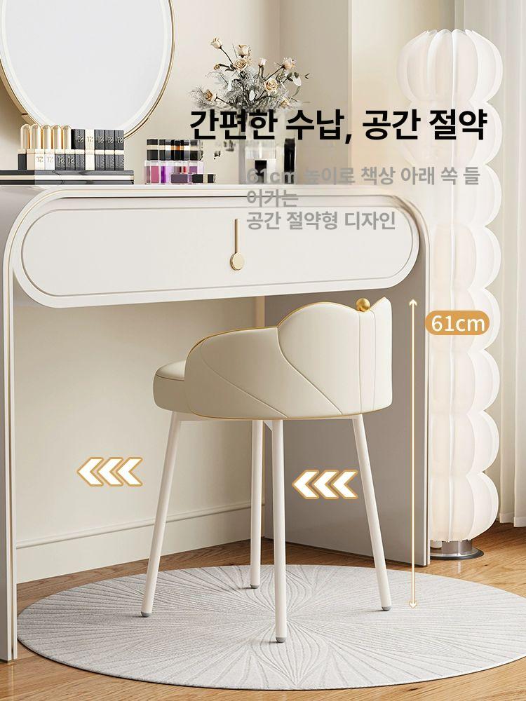 인테리어 화장대의자 화이트 양털 등받이 메이크업 체어 파우더룸 엔틱 유럽풍 - 상세 이미지 5