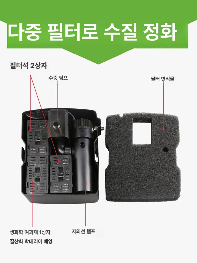 소형 여과기 정원 이끼제거 흐르는물 물순환 시스템 분수모터 정화 워터 녹조 - 상세 이미지 5
