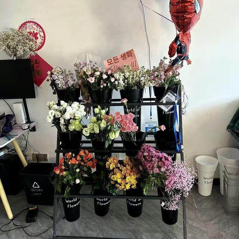 생화 진열대 꽃다발 대형 플라워스탠드 디스플레이 화분 거치대 이동식 전시랙 버킷홀더 - 상세 이미지 3