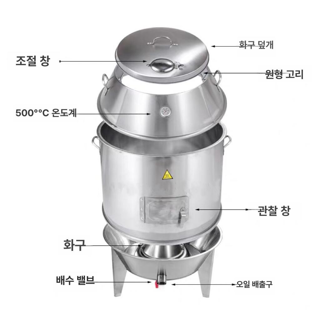 캠핑장 테라스 훈제 바비큐 드럼통 화덕 화로대 캠핑용품 바베큐그릴 - 상세 이미지 5