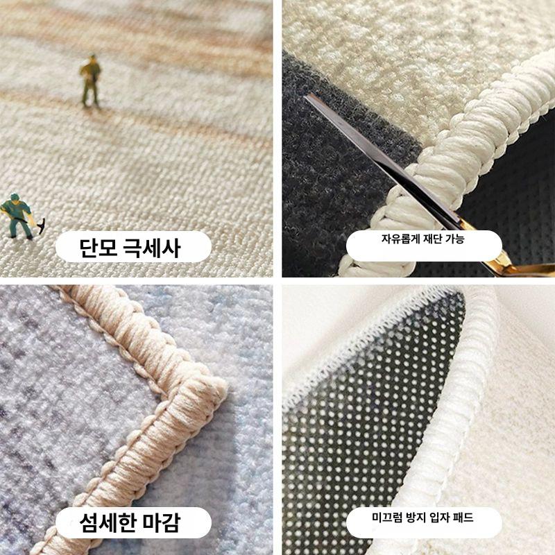 거실 카펫 화사한 꽃무늬 홈 감성 인테리어 원형 잔디 꽃밭러그 레터링 이끼꽃 귀여운 - 상세 이미지 4