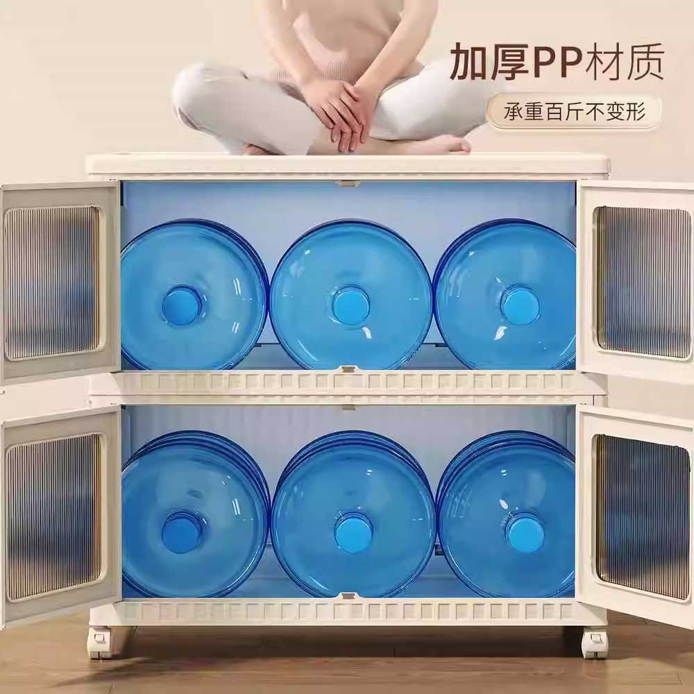 투명접이식다용도수납장 이동식 75cm 65cm 3단 와이드 수납함 의류 가정용 이불 선반 - 상세 이미지 4
