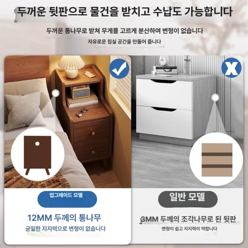 원목 침대협탁 서랍식 침실 수납장 베드사이드테이블 나이트스탠드 침대옆 보조가구 - 상세 이미지 2