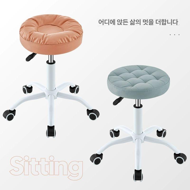 네일 미용보조의자 미용의자 간이 커트의자 체어 시술 등받이 휠 바퀴달린의자 - 상세 이미지 3