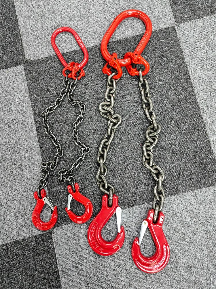 산업용 이중 갈고리 중량물 리프팅 슬링 화물 운반 하부 훅 강력 체인 - 상세 이미지 3