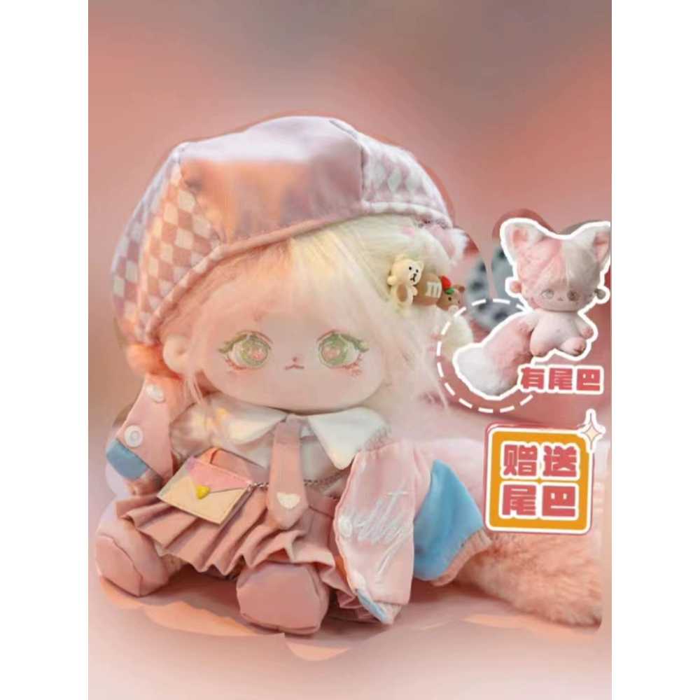 20cm 솜인형 핑크 세트 몸체 애착 모음 모자 아이돌인형 인형옷 동물형 무속성 늑대 - 상세 이미지 3