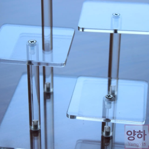 프리미엄 투명 선반형 아크릴 받침대 진열대 거치대 보관용 원형 사각4단 - 상세 이미지 4
