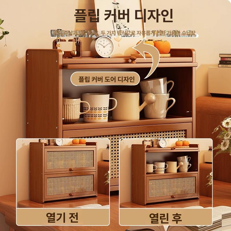 엔틱 싱크대위수납장 통기문 홈카페 단문 찬장 그릇장 커피 쌍문 컬러 도어형 수납함 - 상세 이미지 5