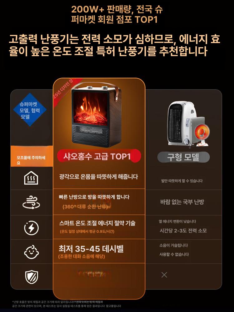 크리스마스 온풍기 블멍히터 욕실용 전기난로 모닥불 무드등 겨울 난방 감성 실내불멍 - 상세 이미지 4