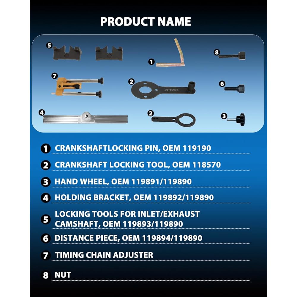BMW V8 N63 N65 N74 X5 X6 드라이브 750I 760I 캠샤프트 텐셔너 잠금 도구와 호환되는 DPTool 엔진 타이밍 도구 키트 - 상세 이미지 2