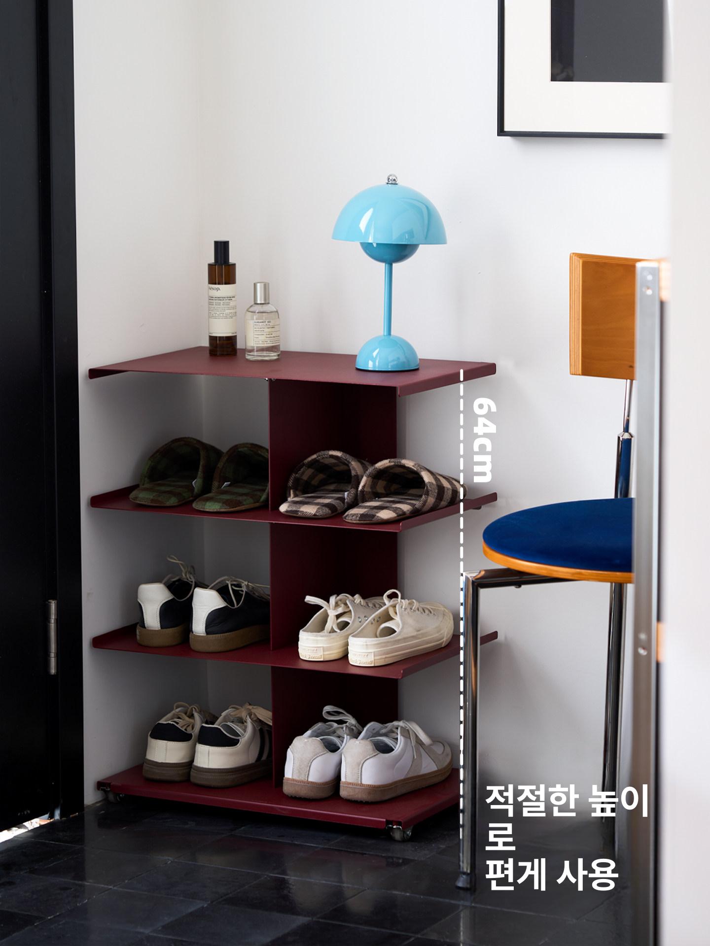 컬러 현관신발장 포인트 인테리어 정리대 입구 현관장 정리함 수납장 슈즈랙 공간활용 - 상세 이미지 4