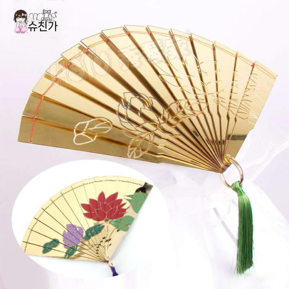 코스프레 황금부채 접이식 레이스부채 무대 빈티지 유럽 레이스 핸드 깃털 홈 중국 소품 - 상품 이미지