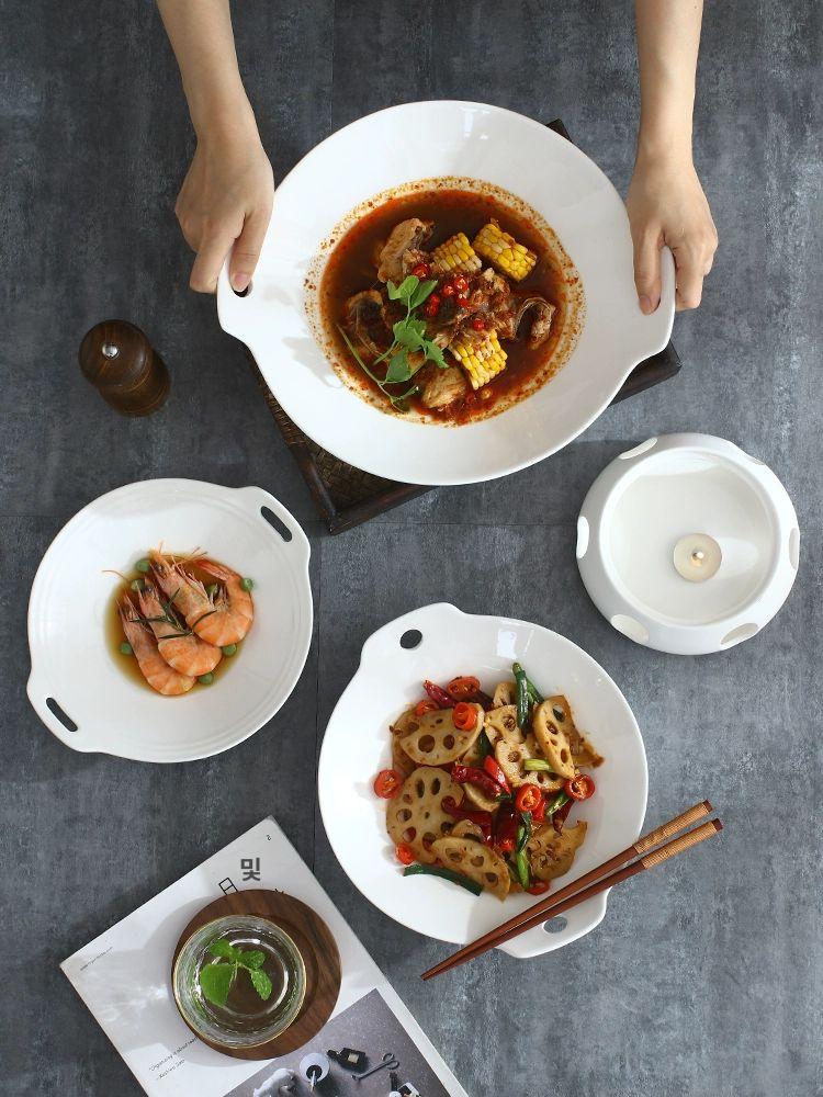 푸드워머 뷔페 세라믹 온열 식기 세트 수육 조식 더블 양식 온보온 식탁 - 상세 이미지 2