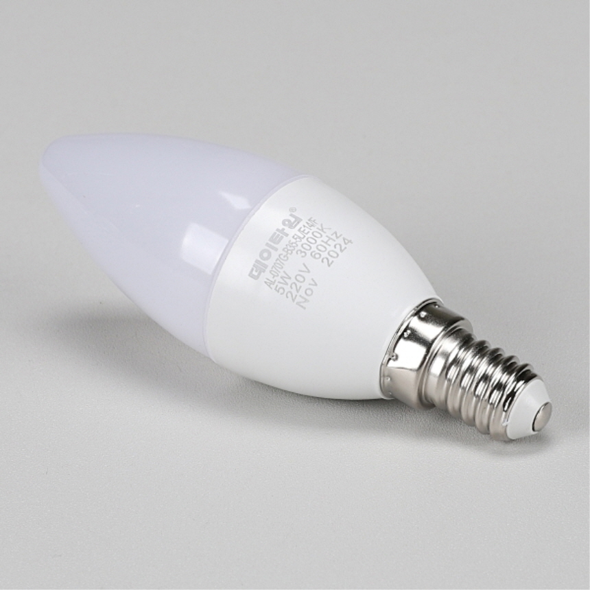 LED 촛대구 불투명 5W E14 전구색 3000K 촛불 꼬마 전구 램프 데이타임 - 상세 이미지 3