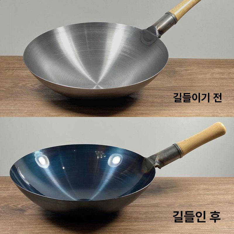 주물 중화웍 무쇠웍 중식 요리 일체형손잡이 가스레인지용 팬 무코팅 철 - 상세 이미지 2