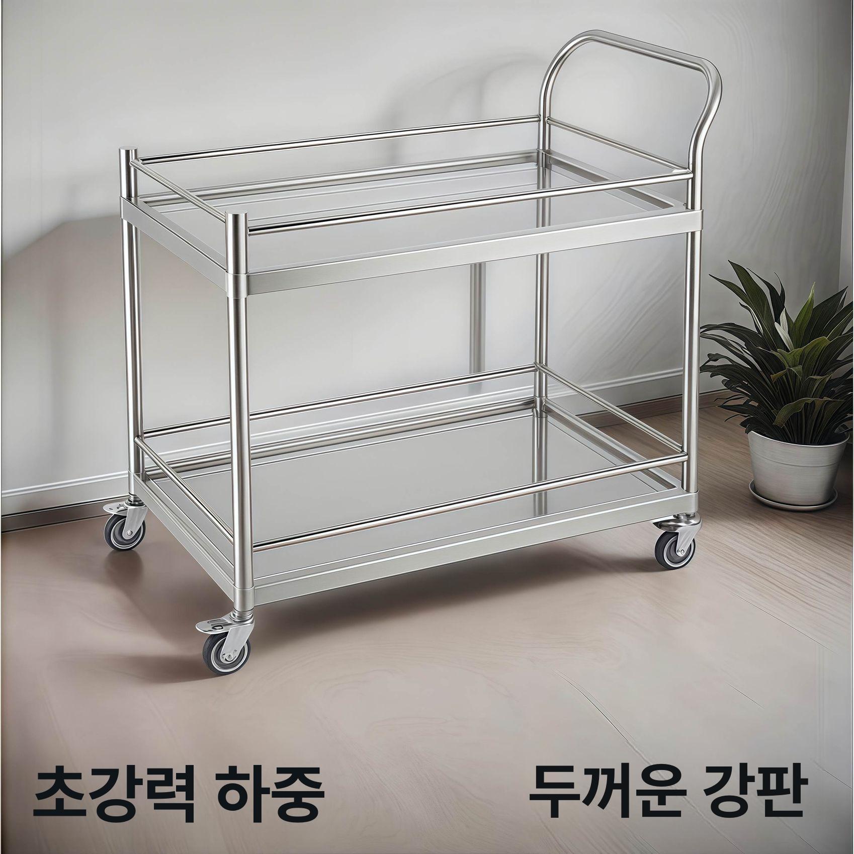 스텐트롤리 이동수납 식당웨건 손수레 다용도 운반카 바퀴달린 이동선반 무빙 - 상세 이미지 2