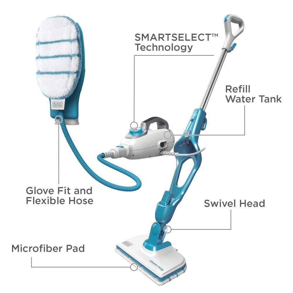 블랙+데커 7in1 스팀 스티머 (HSMC1361SGP) 스팀글러브 걸레와 휴대용 5-in-1 Steam Mop - 상세 이미지 3