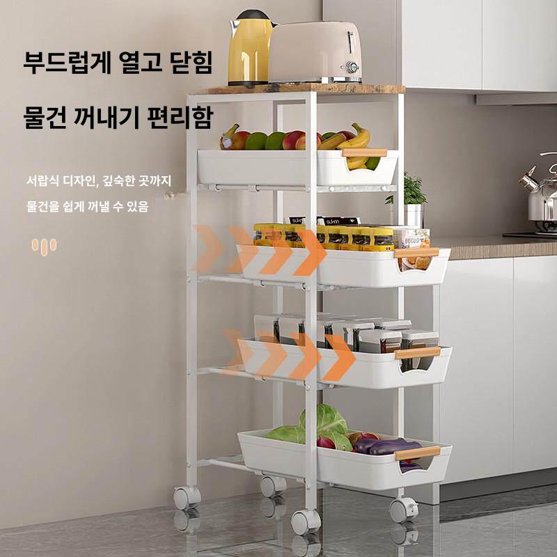 서랍형 틈새 슬라이딩 트롤리 이동식 세탁실 선반 수납장 바퀴달린선반 트레이 - 상세 이미지 2