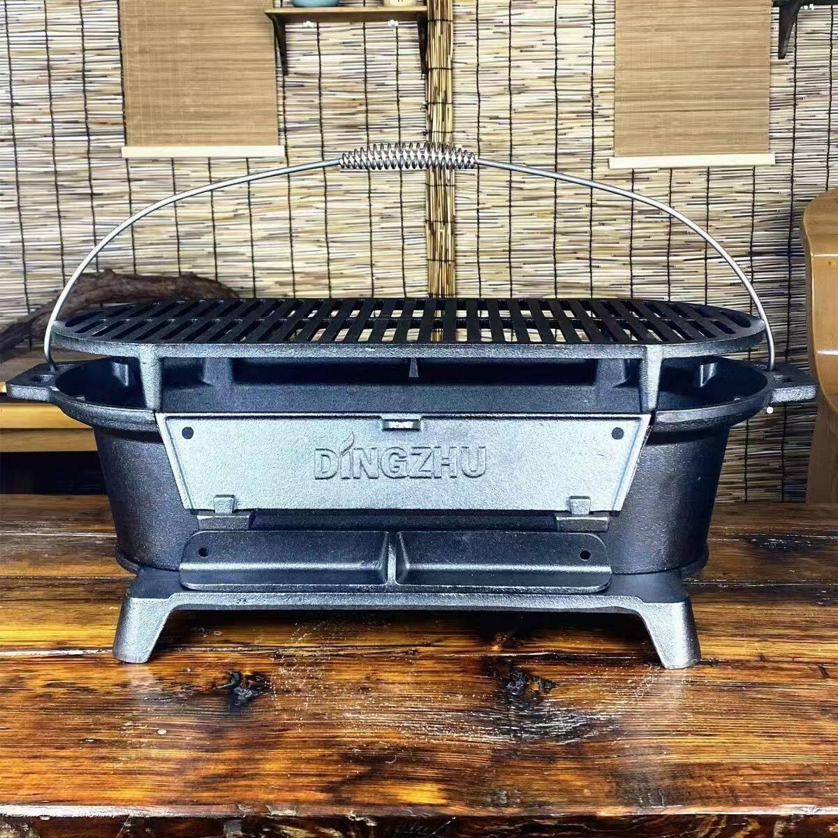 주철 숯불 화로판 캠핑 고기 구이용 불판 야외 바비큐 그릴 조리기구 - 상세 이미지 2