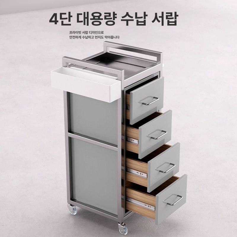 미용실 가위 정리 수납 원목 시안 웨건 카트 화장품 보관함 트롤리 선반 - 상세 이미지 3