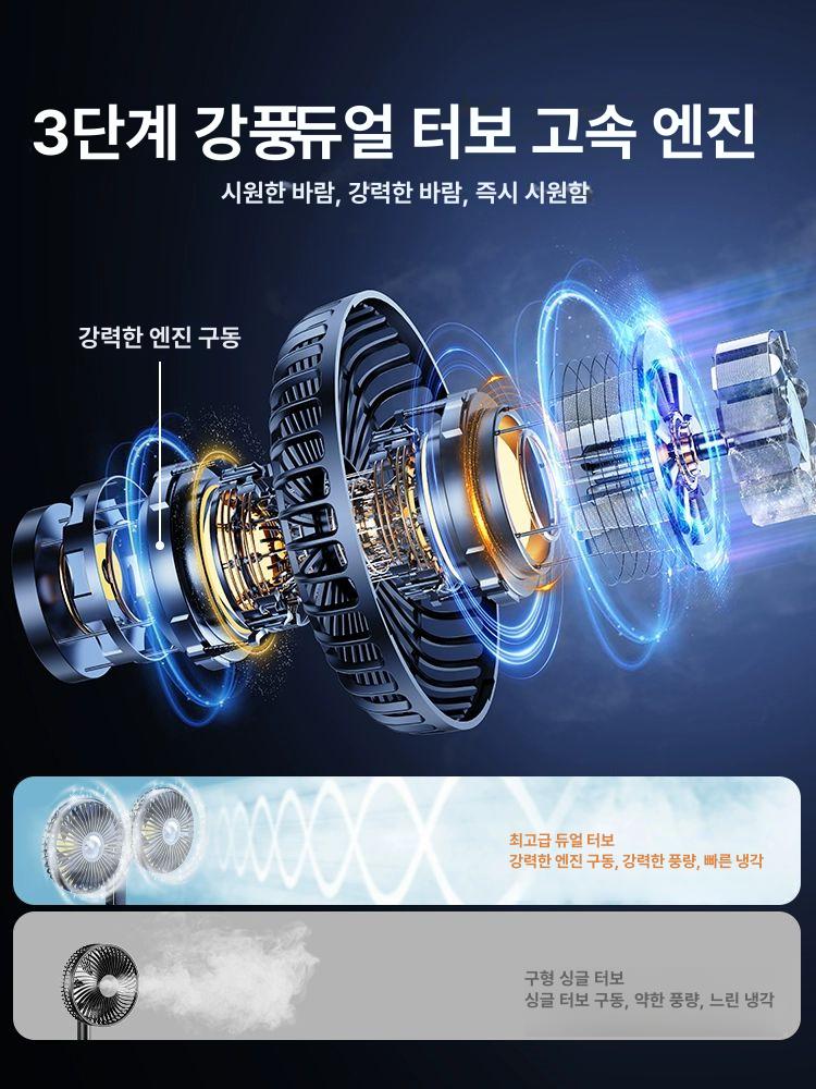 뒷자석선풍기 듀얼 헤드레스트 트윈 레드 무선 여름 조절 침대 카시트 좌우 거치대 - 상세 이미지 3