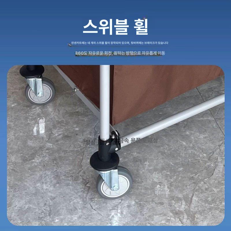 호텔 세탁 트롤리 린넨카트 접이식 수건 바구니 청소 운반 장비 대용량 세탁물 수레 - 상세 이미지 5