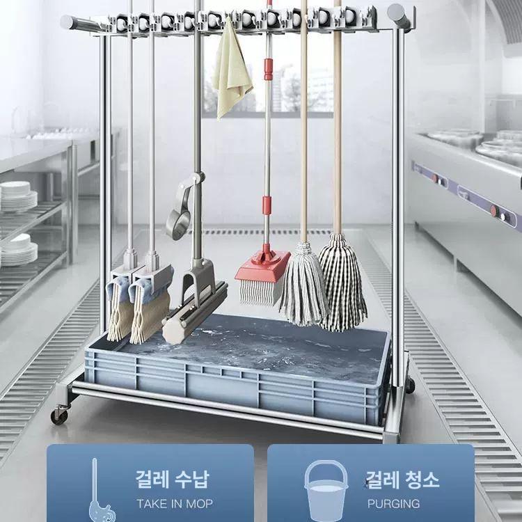 업소용 청소도구함 수납 거치대 호텔 다용도 정리함 청소용품 정리대 걸레 위생 행거 - 상세 이미지 2