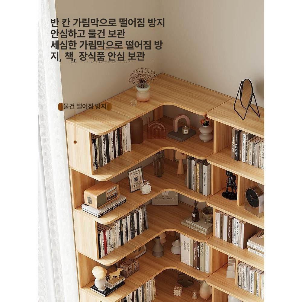 거실 코너책장 틈새 책수납장 원목책장 코너수납장 코너형 진열장 장식장 원목수납장 이미지 6