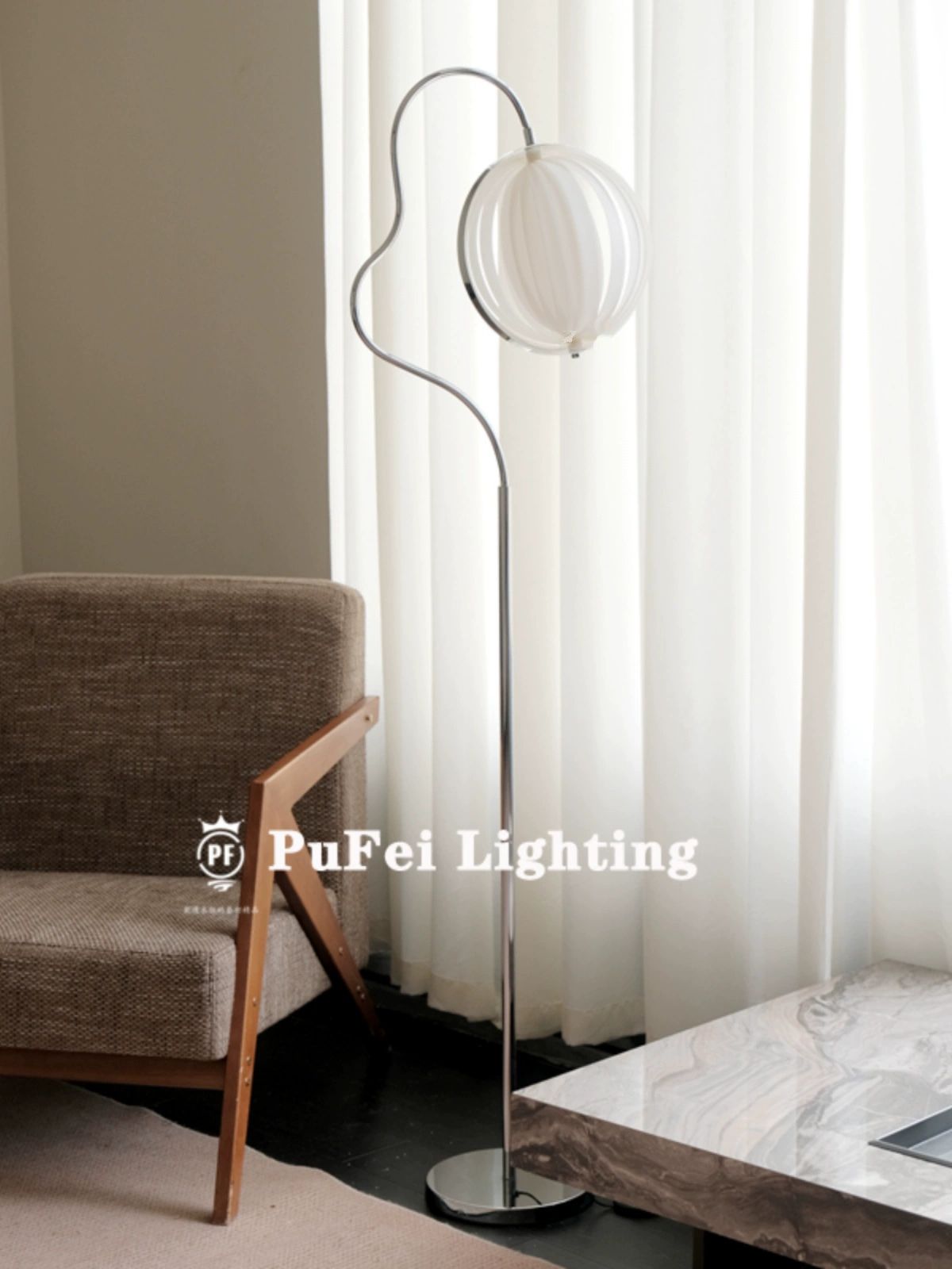 무드등 플로어 스탠드 간접 거실 달 구형 조명 포인트 블랙 - 상세 이미지 3