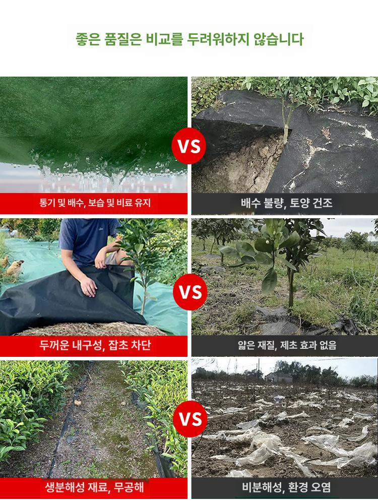 농업용 제초매트 텃밭 농사용 보온 잡초방지 잔디 방초망 멀칭비닐 유공부직포 내노화 - 상세 이미지 3
